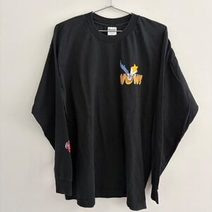Vintage Murina Hardees WOW Long Sleeve T-Shirt Black XL Made in USA